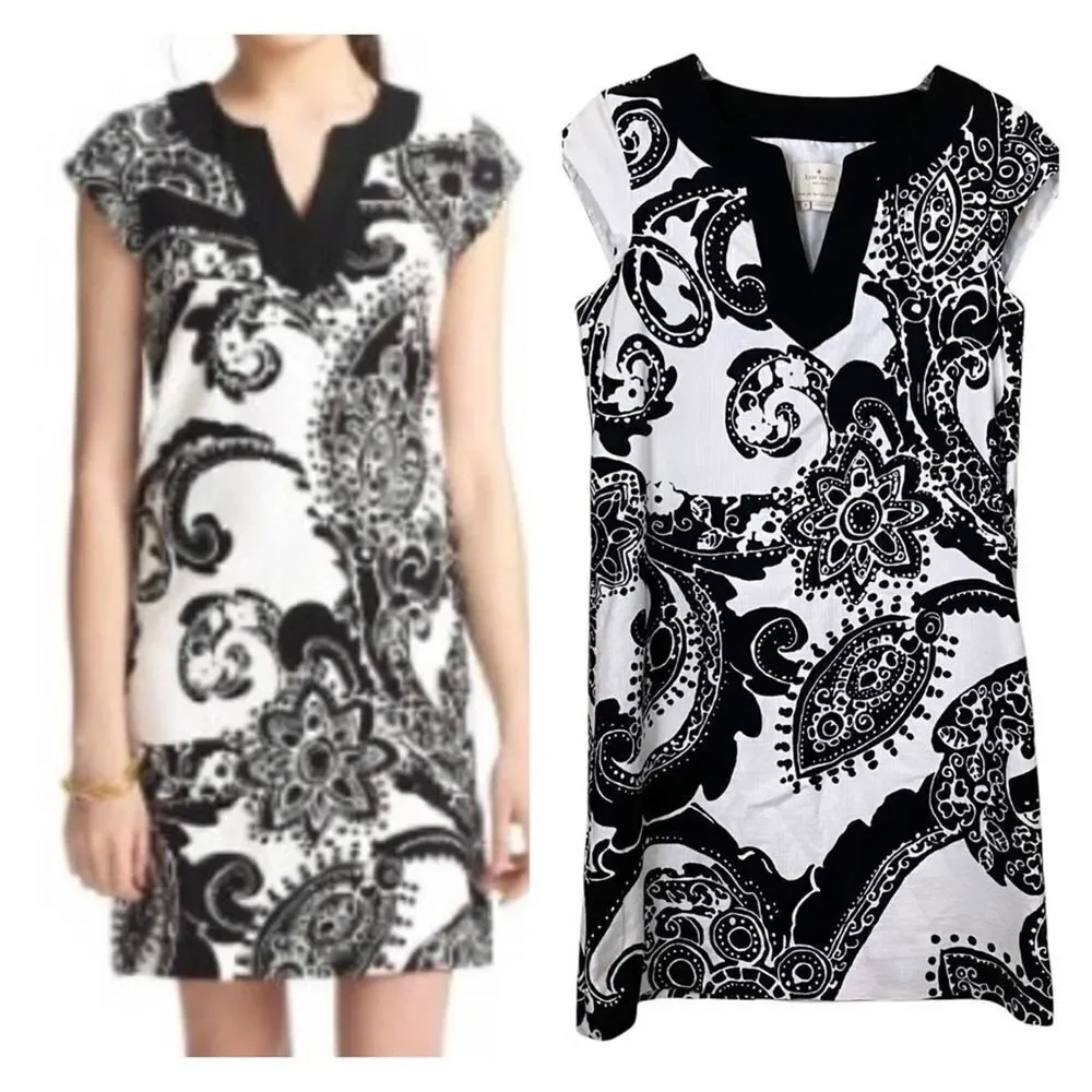 Kate Spade New York Heleen Black Multi Paisley Print Shift Dress Size 6